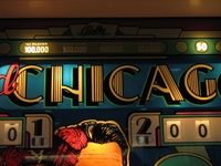 Image # 45741: Old Chicago 100,000 Point Thresholds 
(Relays are used to record for each player when 100,000 points are scored. Match number 50 is visible. From the game with serial number 39xx.)