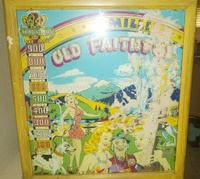 Image # 62013: Old Faithful Backglass 
(The cabinet has been repainted. Serial number 021367 OF.)