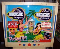 Image # 31456: Paradise Sample Game - Backglass 
(Serial number '01081 S'.)