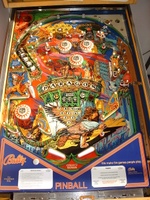 Image # 51377: Paragon Playfield - 3 Flipper Version 
(The bottom exit from the Dragon's Lair has a small white post that probably was not placed by the factory. Serial number EPA1161. Game located in France.)
