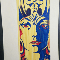 Image # 79811: Paragon Original Backbox Artwork 
(Artist is Paul Faris.Felt pens on art paper. Approximate dimensions are 13 1/2 by 28 inches.)