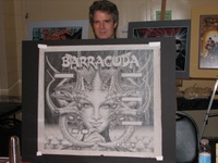 Image # 47317: Barracora Original Backglass Art 
(Artist Doug Watson at his booth at Pacific Pinball Expo 2010.)