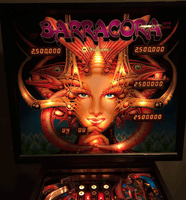 Image # 80832: Barracora Early Production - Illuminated Backglass 
(Serial number 516389.)