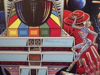 Image # 70464: PIN�BOT Promotional Poster - Detail 
(Artist is Python Anghelo.Dimensions 21 inches by 28 1/2 inches.Signed by the artist in 2014.From the estate of Python Anghelo.)
