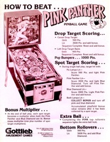 Image # 57780: Pink Panther Flyer - Back 
(This salmon-colored flyer was provided to distributors to help promote the game to operators.)