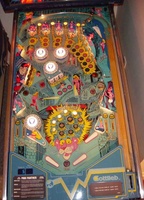 Image # 9206: Pink Panther Illuminated Playfield 
(The pop bumper cap designs are not identical in their placement as compared to the manufacturer's flyer.)