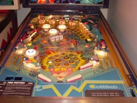 Image # 9207: Pink Panther Illuminated Playfield 
(The pop bumper cap designs are not identical in their placement as compared to the manufacturer's flyer.)