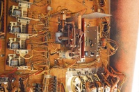 Image # 69192: Planets Inside Backbox - Detail 
(The credit unit is to the right of the ball count unit and does not have the white replay wheel. Serial number 99612.)