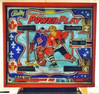 Image # 63836: Bobby Orr Power Play Early Production Backglass 
(Serial number EPP1047.)