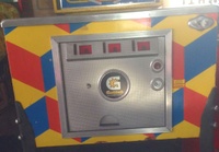Image # 65205: Q*Bert's Quest Cabinet - Front 
(The three coin entrance plates are missing.)