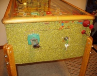 Image # 63960: Basketball Cabinet - Front 
(The cabinet has been repainted but is included to show its other features. The ball lift knob has a broken tip.)