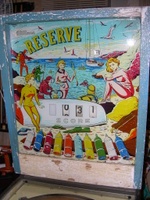 Image # 32639: Reserve Early Production Backglass 
(Certain red pigments have faded in this example. Serial number 57400.)