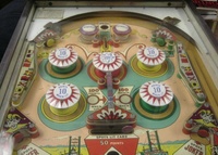 Image # 29376: River Boat Upper Playfield 
(The pop bumper caps are not original to this game.)