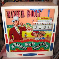 Image # 60691: River Boat Backglass 
(The owner advised us this backbox has not been repainted but was detached for mechanical repair.)