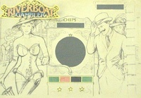 Image # 46262: Riverboat Gambler Original Backglass Art 
(Artist is Pat McMahon. Colored pencils on paper. Length and width unavailable.)