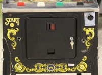 Image # 56710: Riverboat Gambler Cabinet - Front 
(The holes on each side of the coin door had held the bolts for a security bar.)