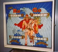 Image # 11982: Ro Go Early Production Backglass 
(This is from the game with serial number 1010, the 10th game produced.)