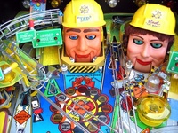 Image # 10019: Red & Ted's Road Show Upper Playfield 
(Note that this machine includes custom decals on the barrier in front of 'Ted'.)