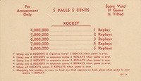 Image # 65817: Rocket Early Production - Instruction and Score Card 
(From the game with serial number 45907.)