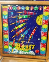 Image # 65811: Rocket Early Production Backglass 
(Serial number 45907.)