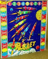 Image # 65812: Rocket Early Production Backglass 
(Serial number 45907.)