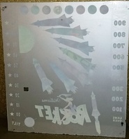 Image # 65813: Rocket Early Production Backglass - Reverse 
(This backglass as shown has been clearcoated by an owner. Serial number 45907.)