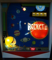 Image # 47934: Rocket III Illuminated Backglass 
(Background reflections are apparent.)