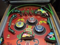 Image # 45093: Rodeo Upper Playfield 
(The two visible drop targets are shown in the dropped position.)