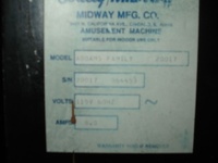 Image # 38595: The Addams Family Later Production - Serial Number 
(Serial number 20017 064453.)