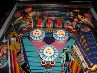 Image # 16329: Rolling Stones Upper Early Production Playfield 
(This is a plastic playfield from the game with serial number 1013, the 13th game produced.)