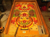 Image # 55290: Rondeevoo Playfield 
(The original style of flippers on the game shown here have been replaced with a later style of flipper.)