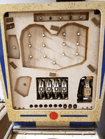 Image # 77341: Royal Guard Backbox - Insert 
(The white lamps are LEDs and are not original to this game. The factory used incandescent bulbs.)