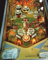 Image # 1939: Safari Playfield 
(The passive bumper between the flippers in this picture has the wrong bumper cap.)