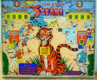 Image # 77363: Safari Early Production Backglass 
(From the game with serial number 1029.)