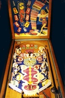 Image # 7444: Sally Cabinet - Front View 
(The pair of rubbered posts near each flippers are not original to this game.)