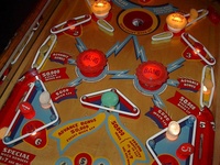 Image # 32744: Saratoga Illuminated Middle Playfield 
(The upper playfield has stationary bumpers that look like flippers.)