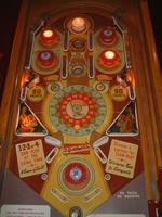Image # 57754: Score-Board Illuminated Playfield 
(The paper apron is reproduction, but the instruction and score cards are original. Serial number 105019 SB.)