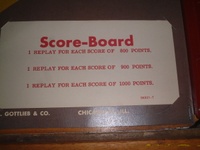 Image # 57759: Score-Board Score Card 
(The paper apron is reproduction, but the instruction and score cards are original. Serial number 105019 SB.)