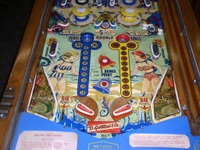 Image # 13625: Sea Belles Lower Playfield 
(Note that this playfield has had artwork added to it.  The gobble holes, lower side targets, pop bumpers rings, and upper ball arch have been modified.)