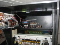 Image # 42697: Sea Hunt Inside Upper Cabinet 
(The is the cabinet viewed from the front with the backglass removed. The playfield is raised from its normal position. This game was obtained New In Box in 2004, five years before this photograph was made. Serial number 8943.)