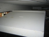 Image # 42686: Sea Hunt Cabinet - Top 
(Viewed from the rear. The white area of cabinet has yellow speckles. This game was obtained New In Box in 2004, five years before this photograph was made. Serial number 8943.)
