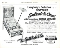 Image # 54774: Select-A-Card Coin Machine Journal Ad 
(Coin Machine Journal, May 1950, page 39. This ad appears in the bottom half of the magazine page.)