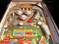 Image # 9235: Sheba Playfield 
(The blank bumper caps shown here are different than on the flyer and likely not original to this game. )
