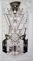 Image # 70911: Beat the Clock Original Blackline for Playfield 
(Artist is Tony Ramunni.Ink/felt pen on Mylar.Dimensions 22 1/2 inches by 41 inches.)