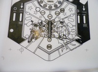 Image # 70914: Beat the Clock Original Blackline for Playfield 
(Artist is Tony Ramunni.Ink/felt pen on Mylar.Dimensions 22 1/2 inches by 41 inches.)