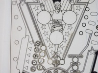 Image # 70915: Beat the Clock Original Blackline for Playfield 
(Artist is Tony Ramunni.Ink/felt pen on Mylar.Dimensions 22 1/2 inches by 41 inches.)