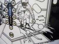 Image # 70919: Beat the Clock Original Blackline for Playfield 
(Artist is Tony Ramunni.Ink/felt pen on Mylar.Dimensions 22 1/2 inches by 41 inches.)