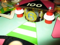 Image # 41238: Beat Time Playfield - Detail - Blue Version #90909 
(Serial number 90909.)