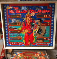 Image # 75810: The Six Million Dollar Man Illuminated Backglass 
(Serial number ESM1153.)