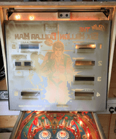 Image # 75827: The Six Million Dollar Man Backglass - Reverse 
(Serial number ESM1153.)